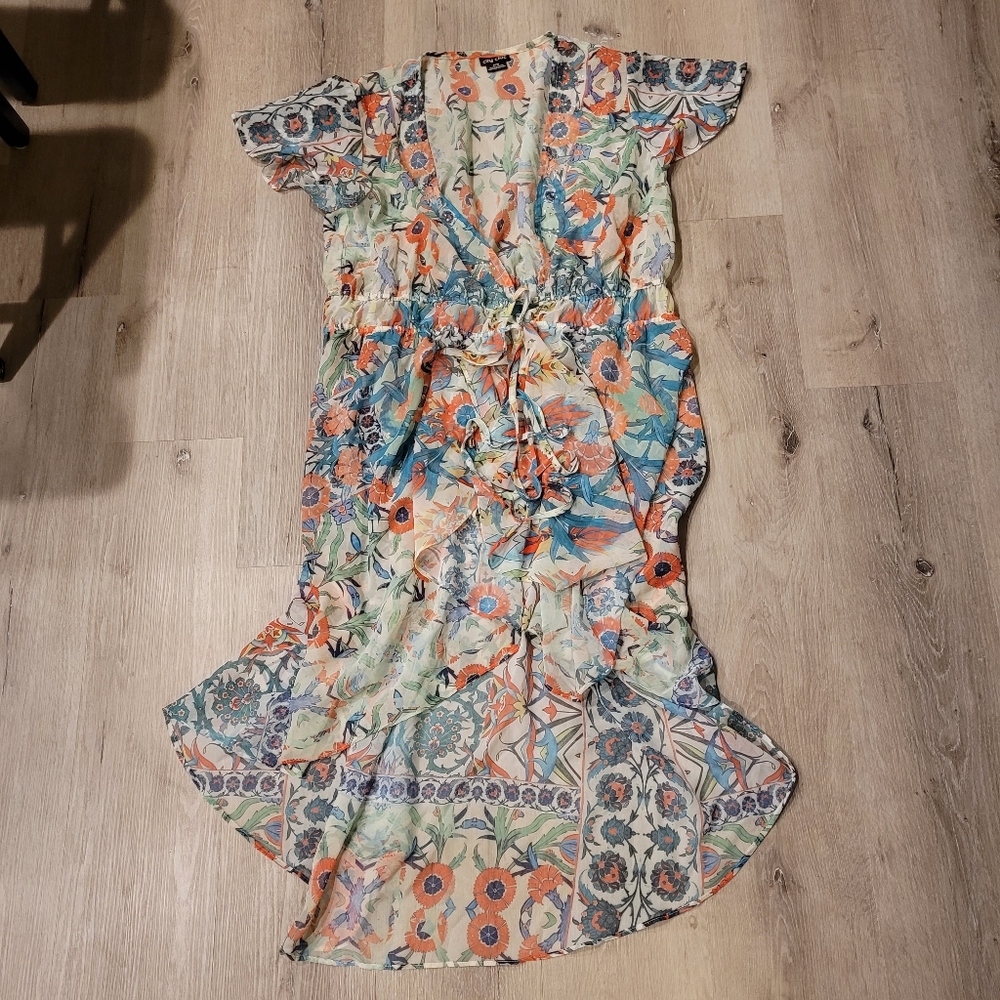 City Chic Chiffon Floral High Low Embellished Jacket
